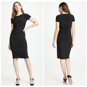 NWT Norma Kamali Women's XS Kamali Kulture Shirred Black Dress Stretch